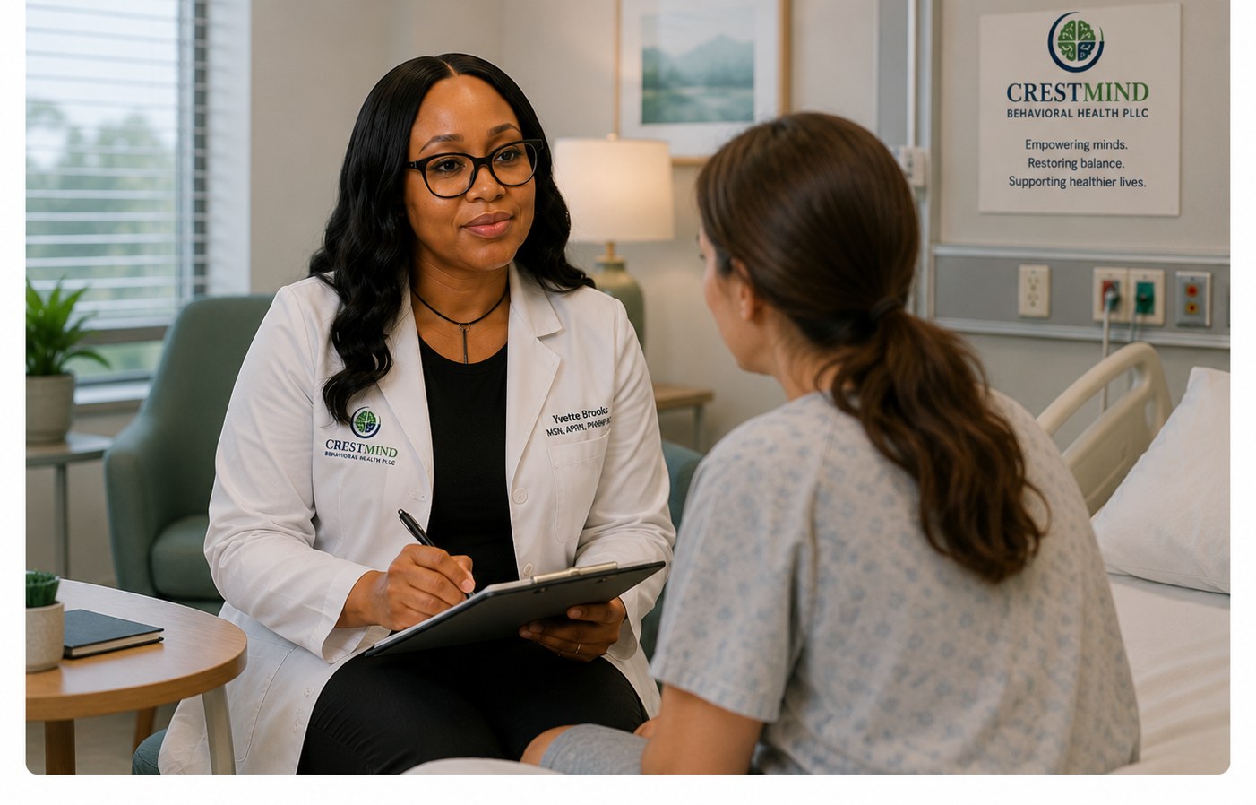 Yvette Brooks providing an in-house hospital patient visit